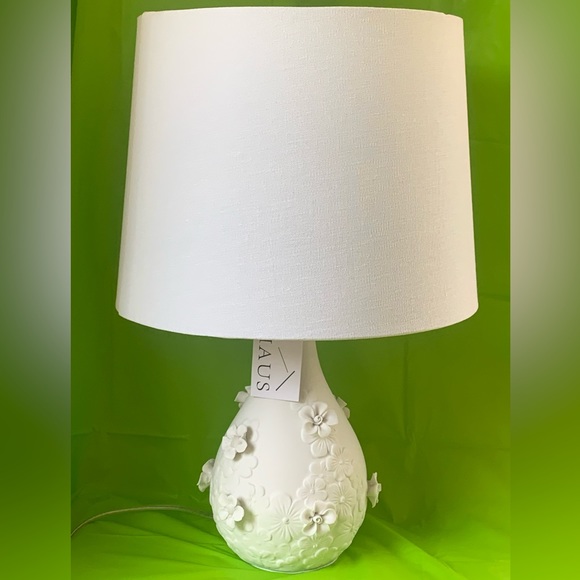 Zuhaus Other Table Lamp White On White Raised Floral Poshmark